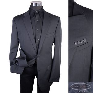 Pronto Uomo 2-Buttn Platinum Charcoal Blazer Wool Sport Coat Suit Jacket Sz 42XL